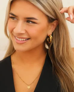 Finaste Oorbellen double hoops goudkleurig Fashion