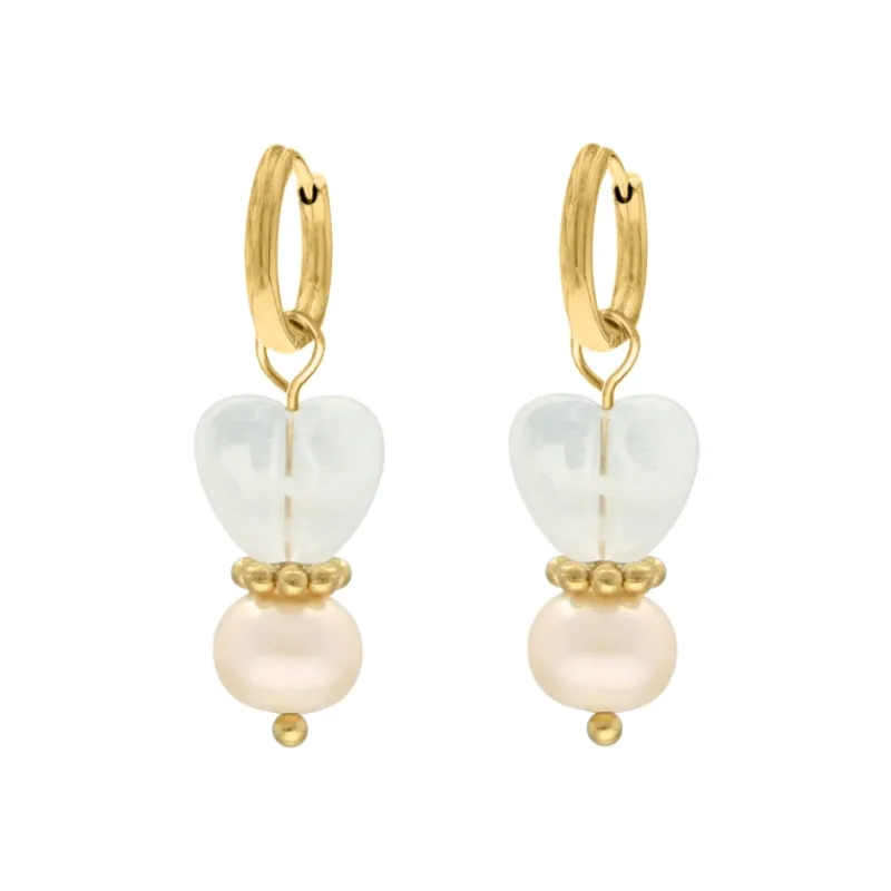 Finaste Oorbellen heart & pearl peach goudkleurig Discount