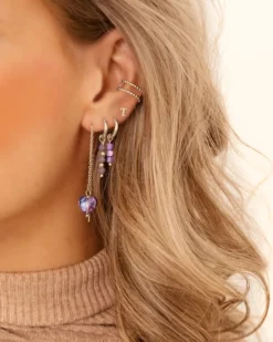 Finaste Oorbellen lila beads Clearance