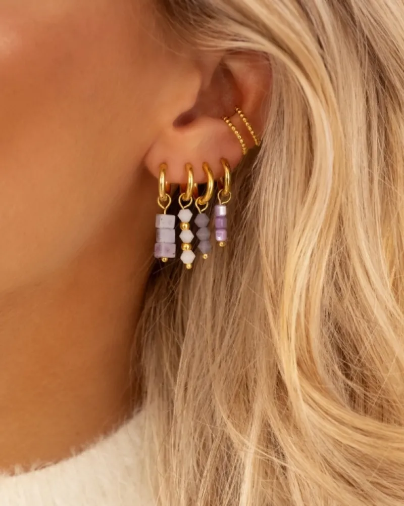 Finaste Oorbellen lila beads goldplated Outlet