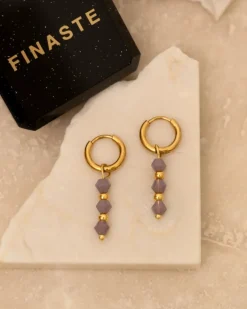 Finaste Oorbellen lila beads goldplated Outlet