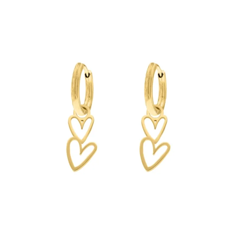 Finaste Oorbellen love hearts double goudkleurig New