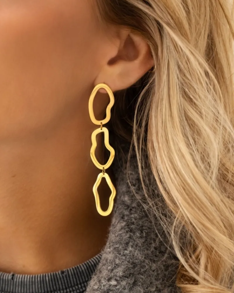 Finaste Oorbellen organic circles goudkleurig Clearance