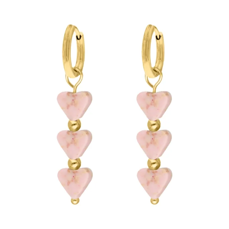 Finaste Oorbellen pink love goudkleurig Best