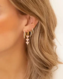Finaste Oorbellen pink love goudkleurig Best