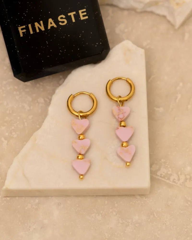 Finaste Oorbellen pink love goudkleurig Best