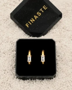 Finaste Oorbellen steentje rectangle goudkleurig Fashion