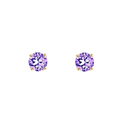 Finaste Oorknopjes purple stone goudkleurig New