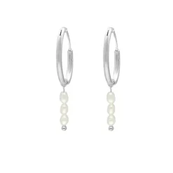 Finaste Oorringen drie pareltjes sterling zilver New