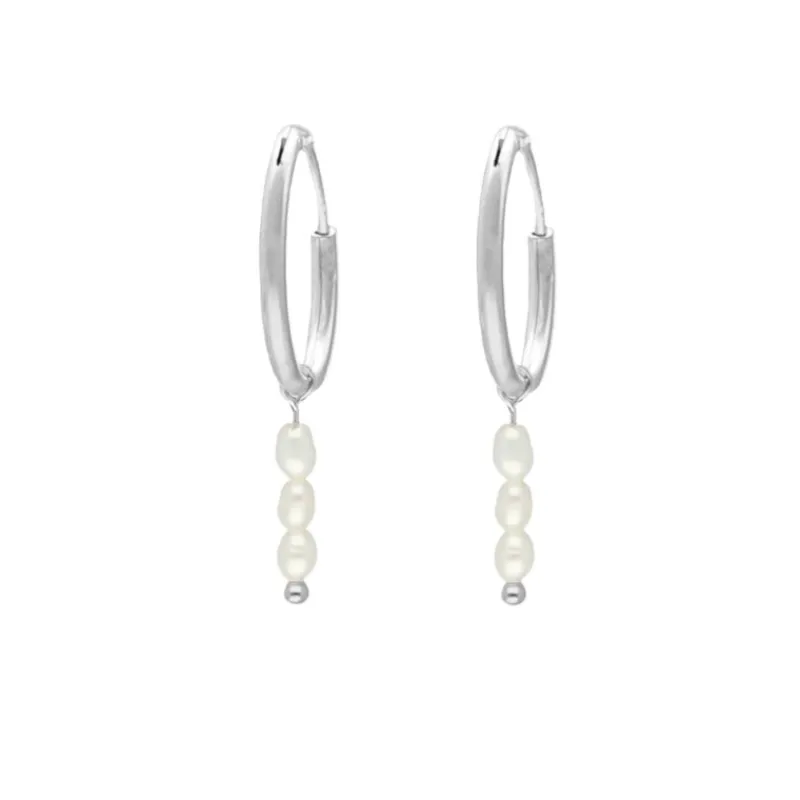 Finaste Oorringen drie pareltjes sterling zilver New