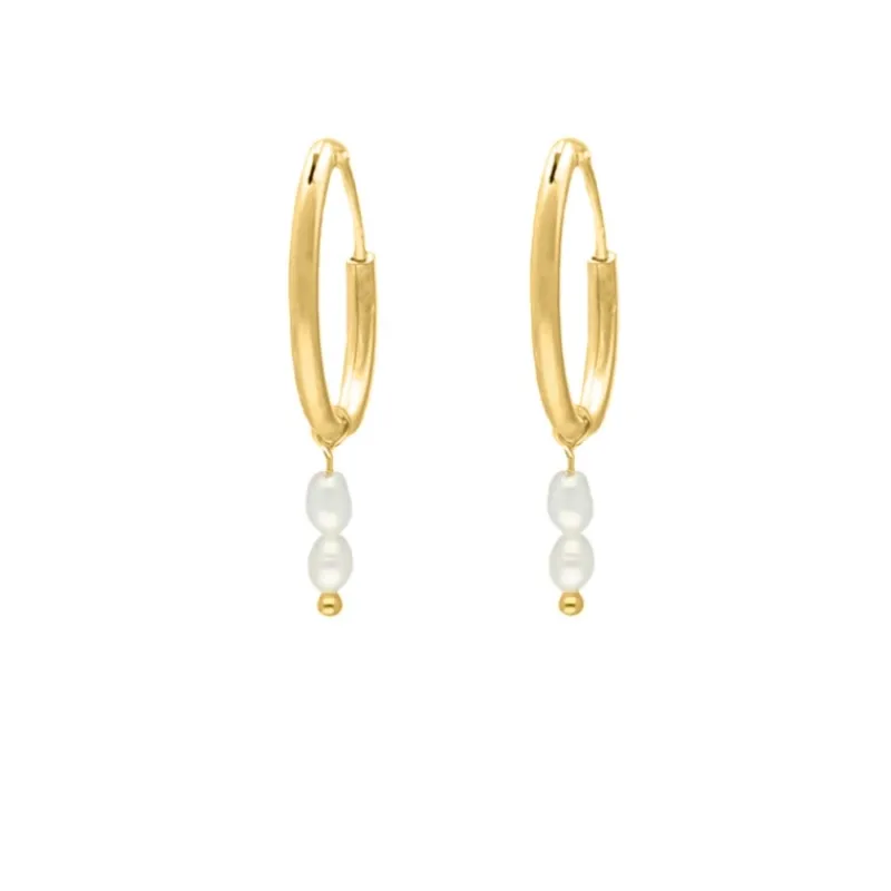 Finaste Oorringen twee pareltjes verguld sterling zilver Discount