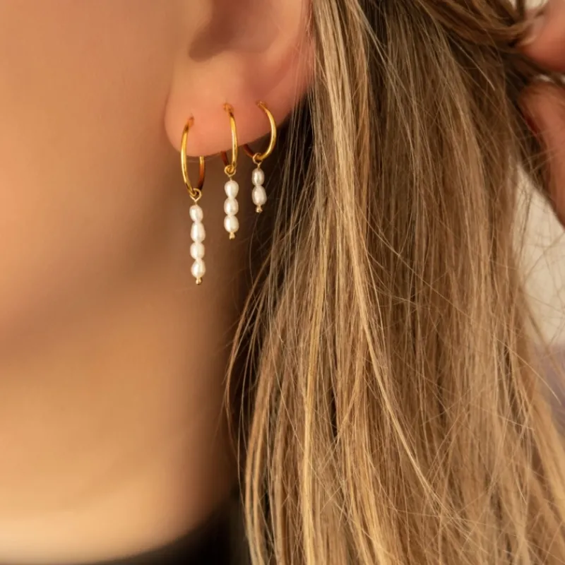 Finaste Oorringen twee pareltjes verguld sterling zilver Discount