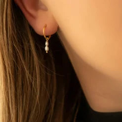 Finaste Oorringen twee pareltjes verguld sterling zilver Discount