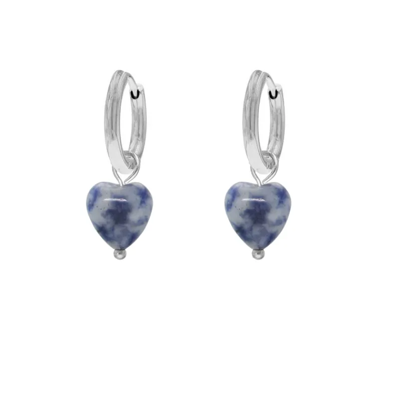 Finaste Oorringetjes blue spot jasper hearts Fashion