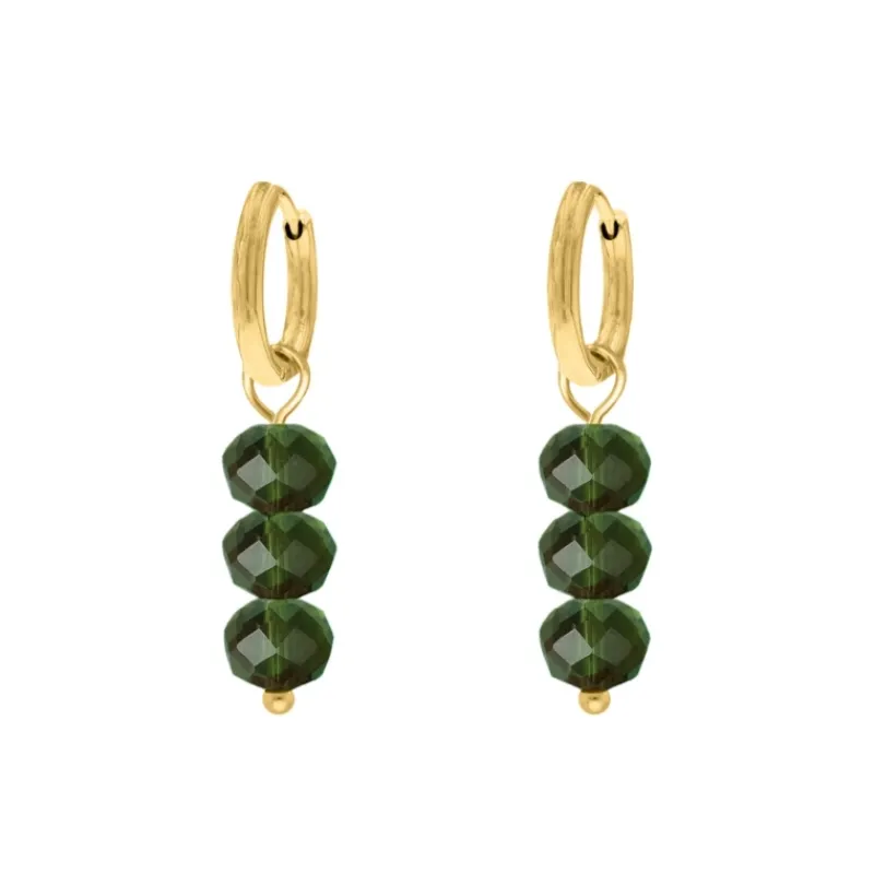 Finaste Oorringetjes emerald steentjes goudkleurig Sale