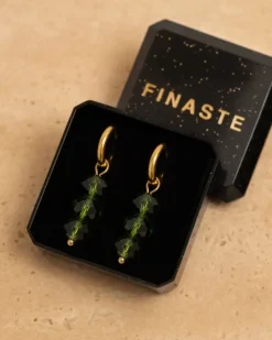 Finaste Oorringetjes emerald steentjes goudkleurig Sale