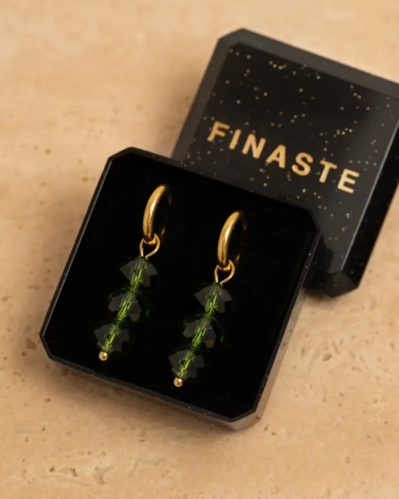 Finaste Oorringetjes emerald steentjes goudkleurig Sale