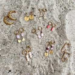 Finaste Oorringetjes met koraal steentje kleur goud Hot