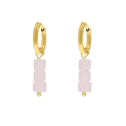 Finaste Oorringetjes met lila cubes goud kleurig Discount