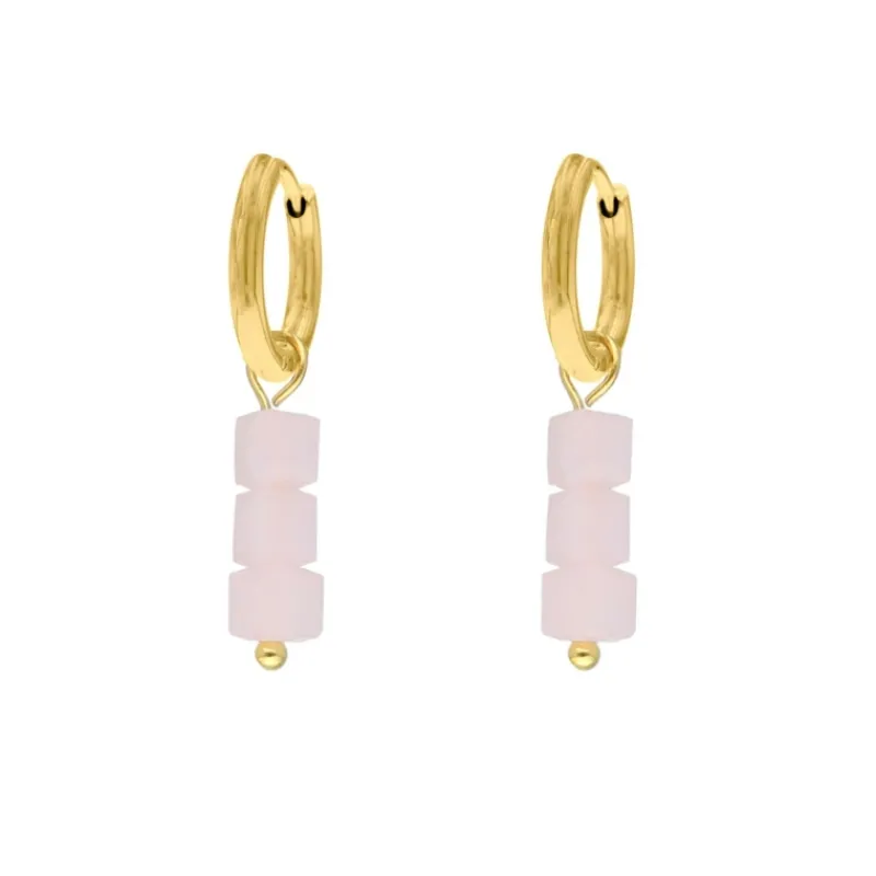 Finaste Oorringetjes met lila cubes goud kleurig Discount
