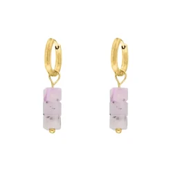Finaste Oorringetjes met lila steentjes goudkleurig Discount