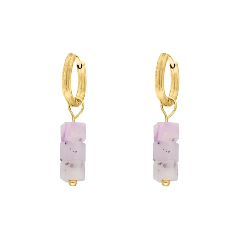 Finaste Oorringetjes met lila steentjes goudkleurig Discount