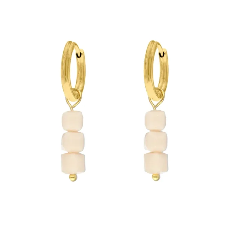 Finaste Oorringetjes met nude steentjes kleur goud Fashion