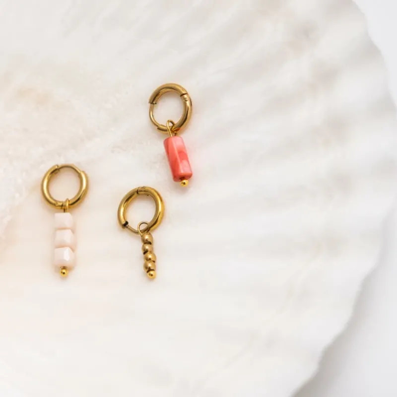 Finaste Oorringetjes met nude steentjes kleur goud Fashion