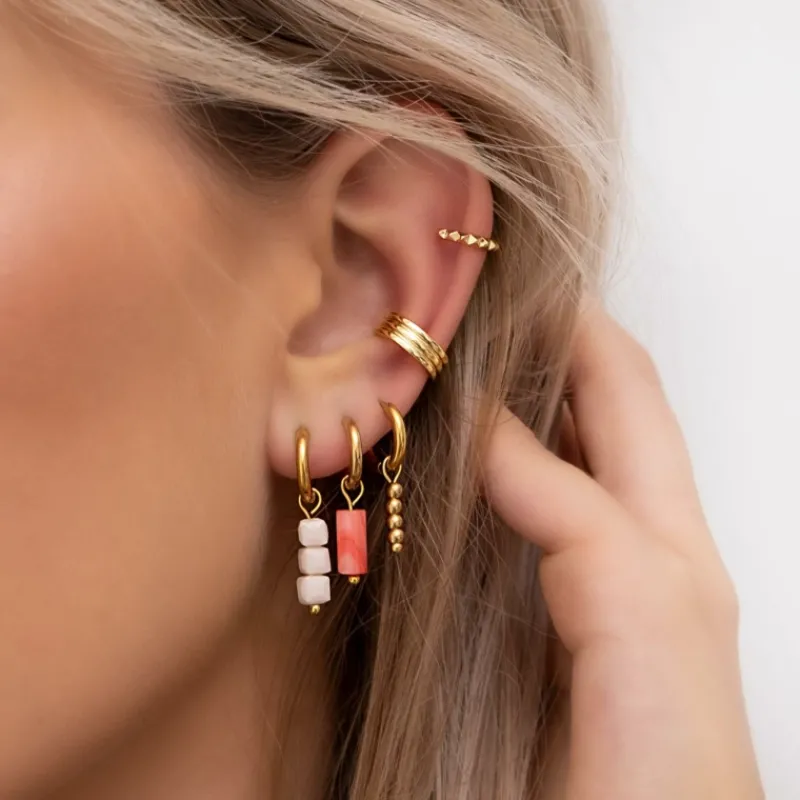 Finaste Oorringetjes met nude steentjes kleur goud Fashion
