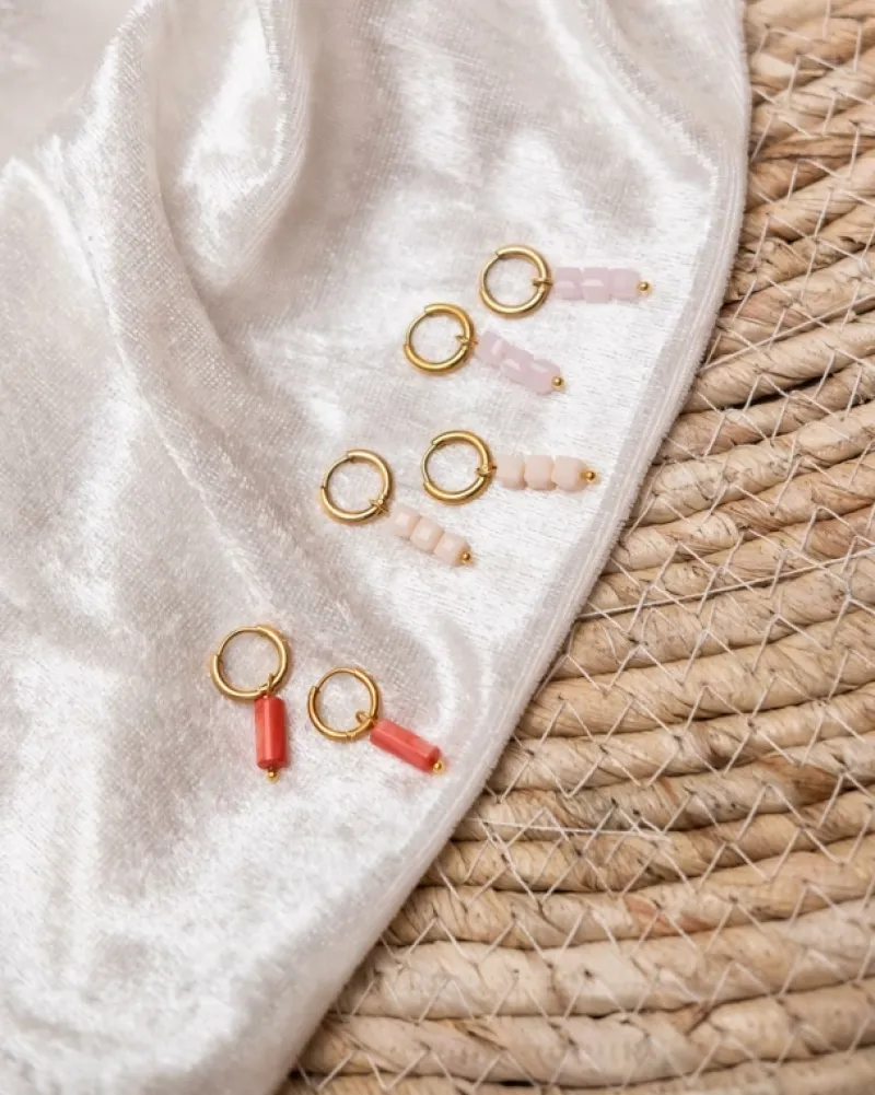Finaste Oorringetjes met nude steentjes kleur goud Fashion