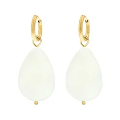 Finaste Oorringetjes met witte druppel goudkleurig Discount