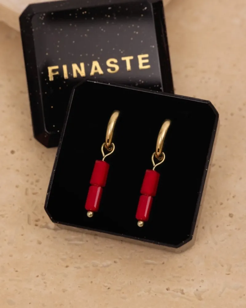 Finaste Oorringetjes rode steentjes goudkleurig Outlet