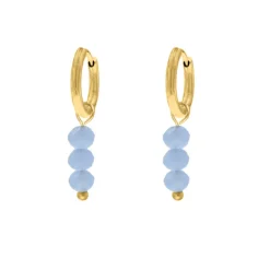 Finaste Oorringetjes round blue stones goudkleurig New