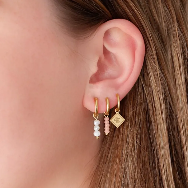 Finaste Oorringetjes roze steentjes goud kleurig New