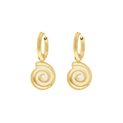 Finaste Oorringetjes schelp wit goudkleurig New