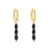 Finaste Oorringetjes triple dark stones goudkleurig Sale