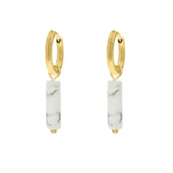 Finaste Oorringetjes white howlite beads goudkleurig Outlet