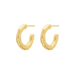 Finaste Open hammered hoops goldplated Sale