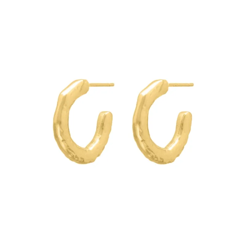 Finaste Open hammered hoops goldplated Sale