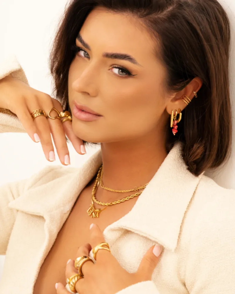 Finaste Open hammered hoops goldplated Sale