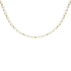 Finaste Parel ketting bolletjes goudkleurig Sale