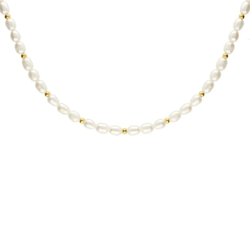 Finaste Parel ketting bolletjes goudkleurig Sale