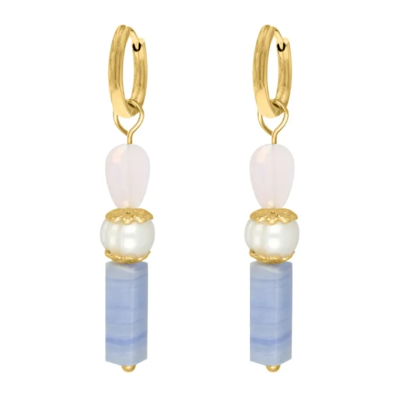 Finaste Parel oorbellen icey blue goudkleurig Online