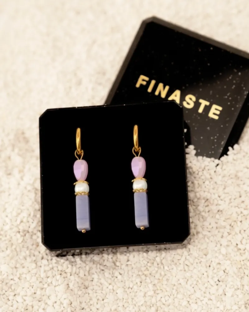 Finaste Parel oorbellen icey blue goudkleurig Online