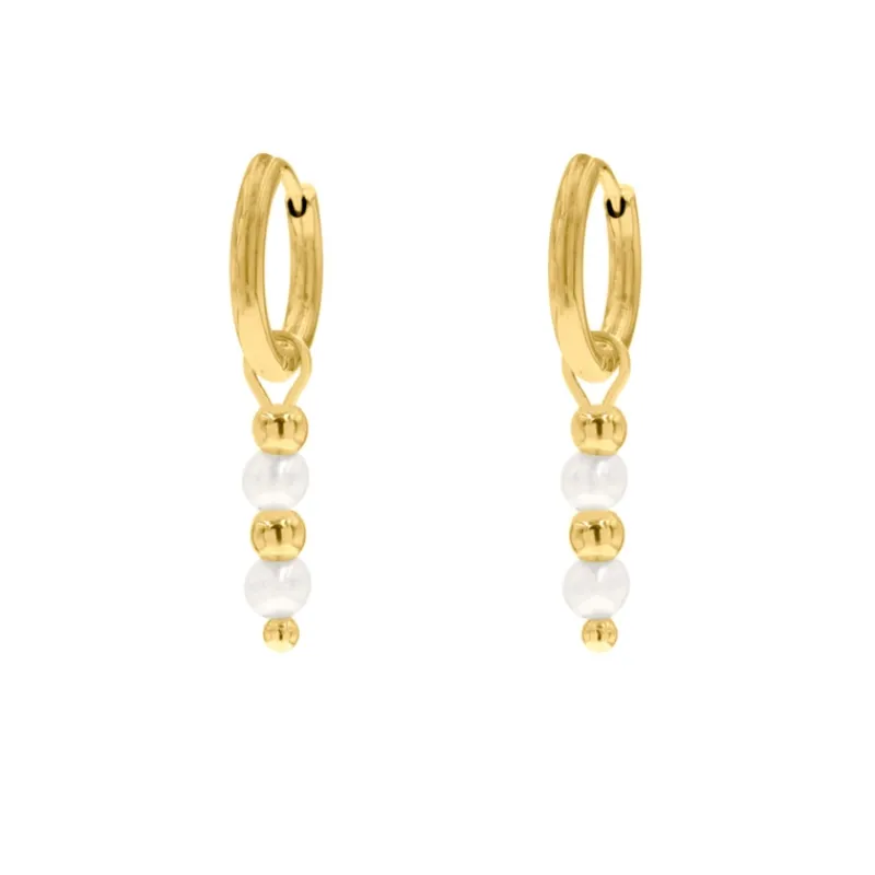 Finaste Parel oorbellen met steentjes goud kleurig New