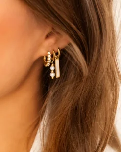 Finaste Parel oorbellen met steentjes goud kleurig New