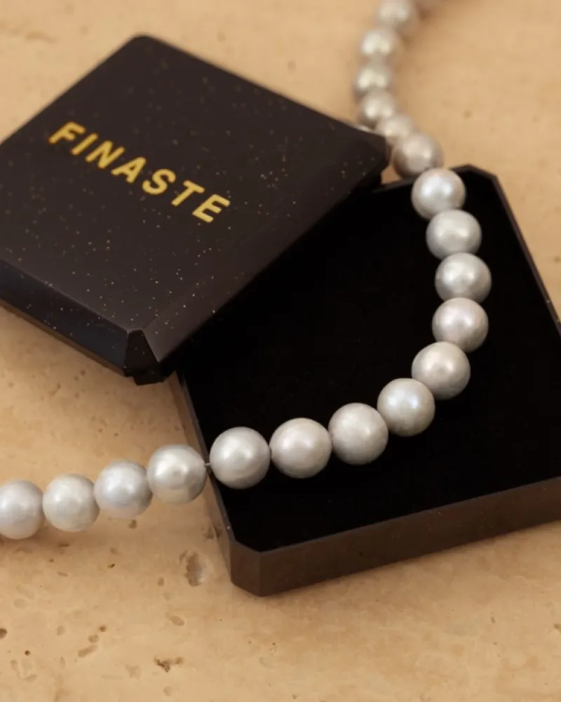 Finaste Parelketting lichtgrijs kleur goud Online