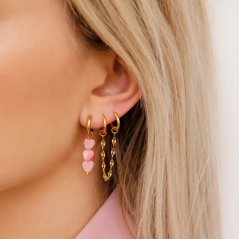 Finaste Pink heart earrings goldplated Hot