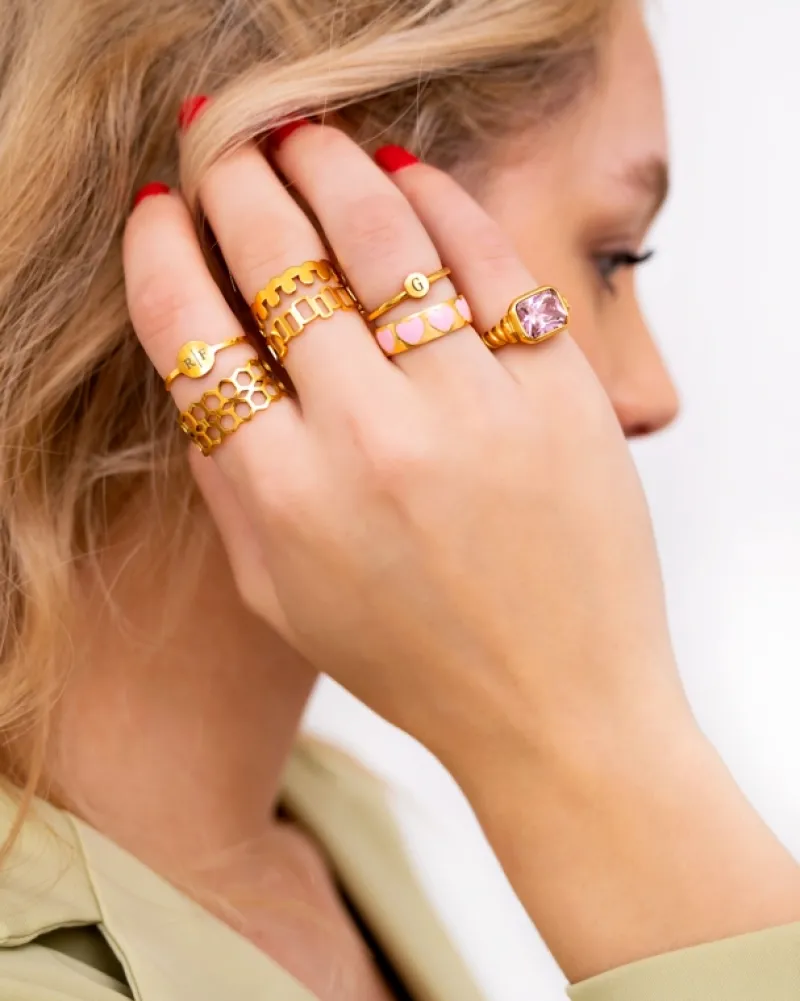 Finaste Pink Love Ring Fashionista Goudkleurig Outlet