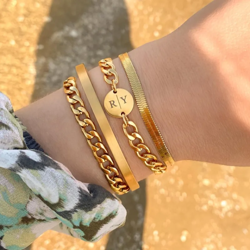 Finaste Plat armbandje goud kleurig Hot